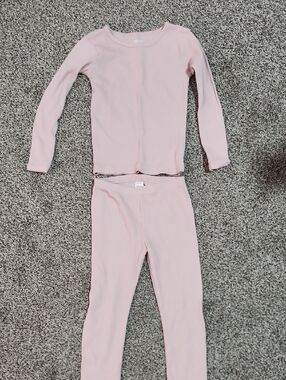 Carter's Girls Ribbed Long Sleeve Pajama Set in Light Pink